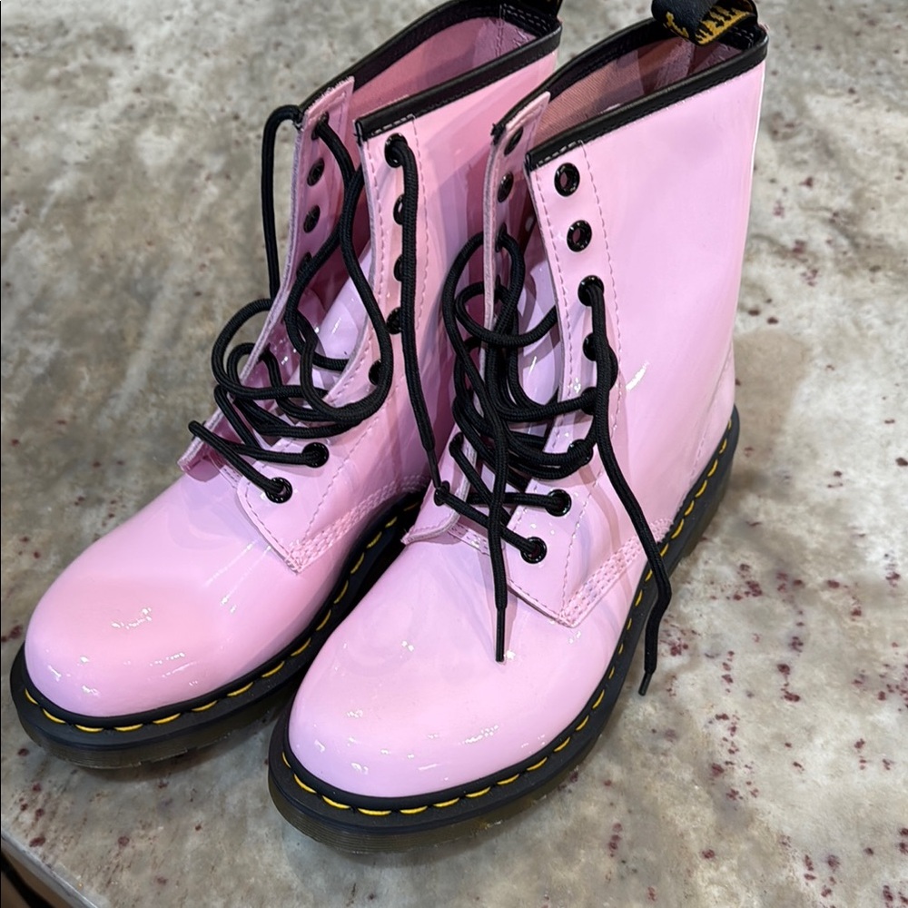 Dr. Martens Pink Combat Boots with Air-Cushioned Sole